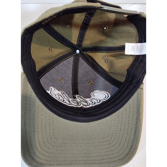 Cabela's Baseball Hat Cap Olive Green Snapback Embroidered Black Logo - Picture 6 of 8